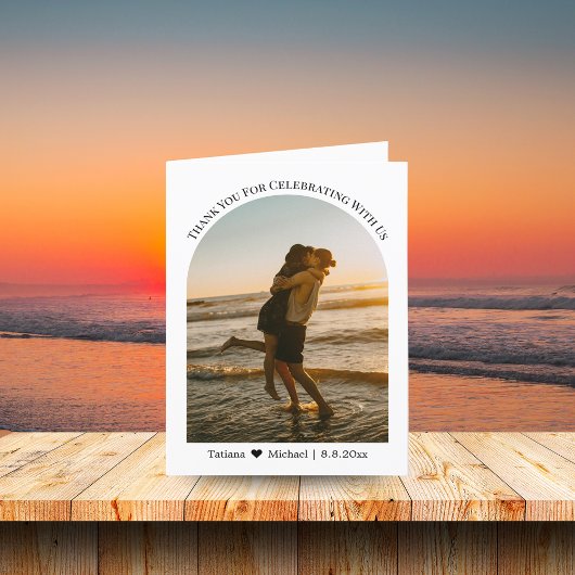 クラシックエレガントタイポグラフィ結婚の夏の写真 サンキューカード