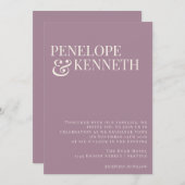 クラシックエレガントダスティパープルタイポグラフィ結婚ズ 招待状 (正面/裏面)