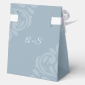 クラシックエレガントダマスクカデットグレイ結婚ブルー フェイバーボックス (裏面)