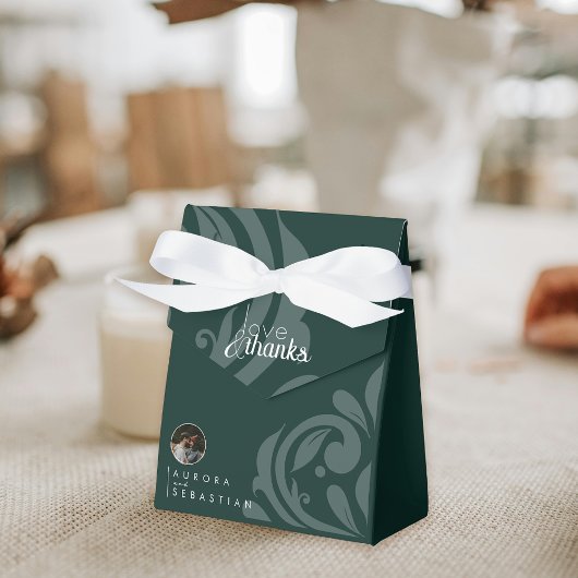 クラシックエレガントダマスクフタログリーン結婚ズ フェイバーボックス