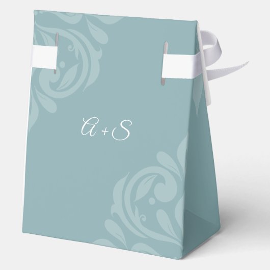 クラシックエレガントダマスクペーター結婚ブルー フェイバーボックス (裏面)