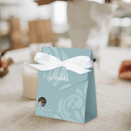 クラシックエレガントダマスクペーター結婚ブルー フェイバーボックス