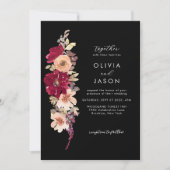 クラシックエレガントダークフローラ結婚ズ 招待状 (正面)