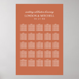 クラシックエレガントテラコッタオレン結婚ジズモノグラム ポスター