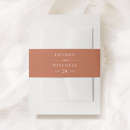 クラシックエレガントテラコッタオレン結婚ジズモノグラム 招待状ベリーバンド