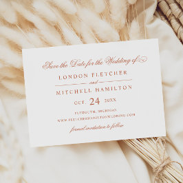 クラシックエレガントテラコッタオレン結婚ジズ セーブザデート