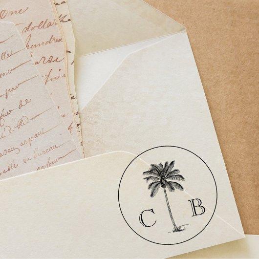 クラシックエレガントトロピカルパ結婚ーム セルフインキングスタンプ