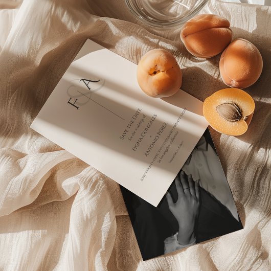 クラシックエレガントニュートラルアンパサンド結婚モノグラム セーブザデート