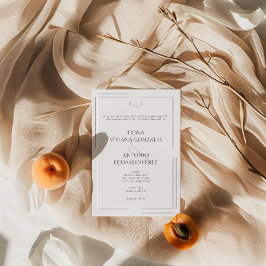 クラシックエレガントニュートラルアンパサンド結婚モノグラム 招待状