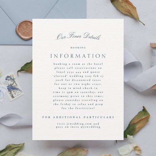 クラシックエレガントネイビーフォーマルル結婚ズ エンクロージャーカード