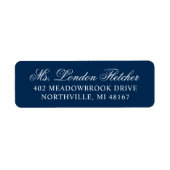 クラシックエレガントネイビーブルー結婚ズ差出人住所 ラベル (正面)