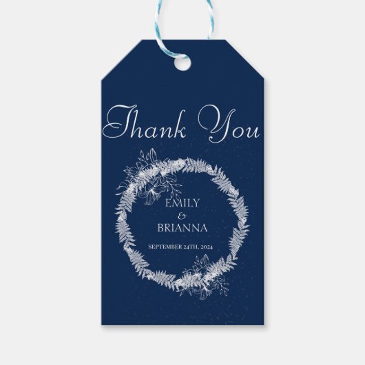 クラシックエレガントネイビーブルー結婚ズ ギフトタグ (正面)