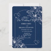 クラシックエレガントネイビーブルー結婚ズ 招待状 (正面)