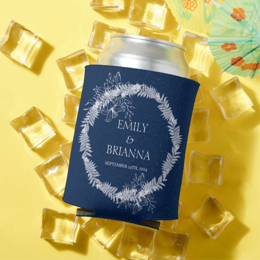 クラシックエレガントネイビーブルー結婚ズ 缶クーラー (インサイチュ 夏)