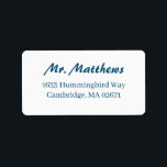 クラシックエレガントネイビー結婚ブルー差出人住所 ラベル<br><div class="desc">白フォーマル黒の差出人住所ラベル結婚デザインは美しいタイポグラフィを備え、クラシックのブロックレタリングと豊かな書伝統的跡を組み合わせている。</div>