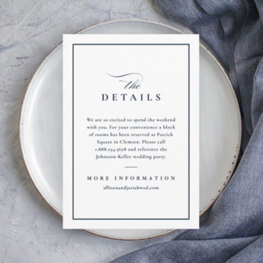 クラシックエレガントネイビー結婚ル詳細 エンクロージャーカード