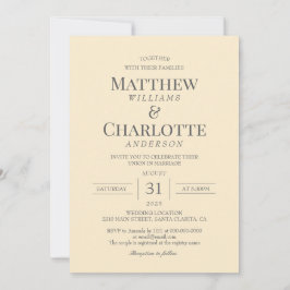 クラシックエレガントバター結婚イエロー 招待状