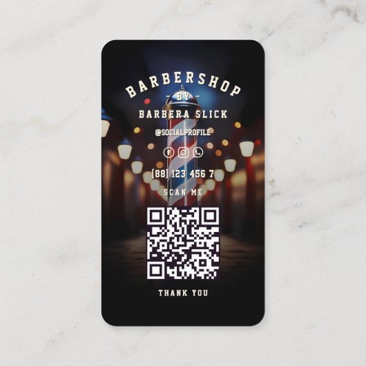 クラシックエレガントバーショップポール理容師スタイリスト 名刺 (裏面)