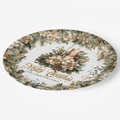 クラシックエレガントパステルグリーン金ゴールドクリスマスキャンドル ペーパープレート (アングル)