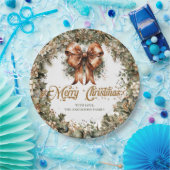 クラシックエレガントパステルグリーン金ゴールドクリスマスベル ペーパープレート (パーティー)