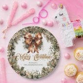 クラシックエレガントパステルグリーン金ゴールドクリスマスベル ペーパープレート (パーティー)