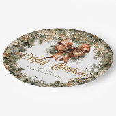 クラシックエレガントパステルグリーン金ゴールドクリスマスベル ペーパープレート (アングル)