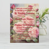 クラシックエレガントピンクローズ結婚式招待状 招待状 (スタンド正面)