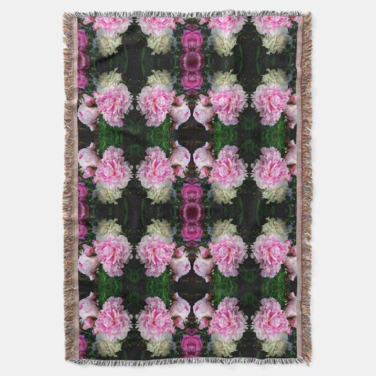 クラシックエレガントピンク白フローラ牡丹 スローブランケット (正面縦)