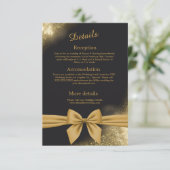 クラシックエレガントフィリグレ黒ゴールデン結婚ズ エンクロージャーカード (スタンド正面)