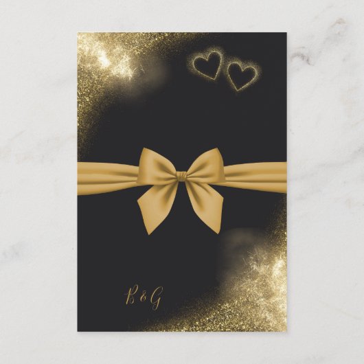 クラシックエレガントフィリグレ黒ゴールデン結婚ズ エンクロージャーカード (裏面)