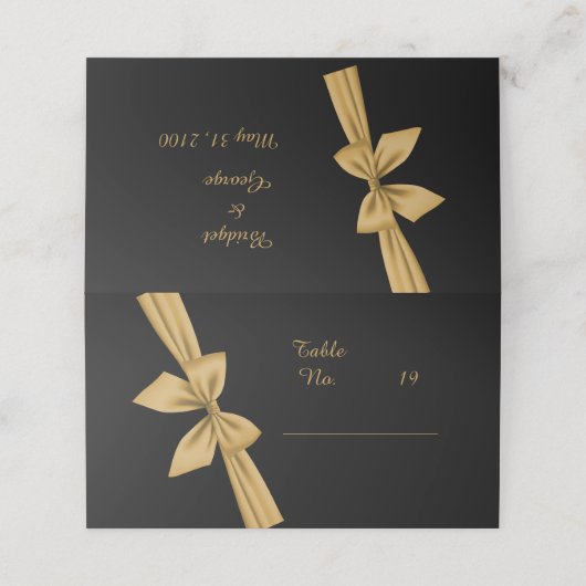 クラシックエレガントフィリグレ黒ゴールデン結婚ズ プレイスカード (外部開封)