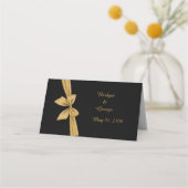 クラシックエレガントフィリグレ黒ゴールデン結婚ズ プレイスカード (裏面)
