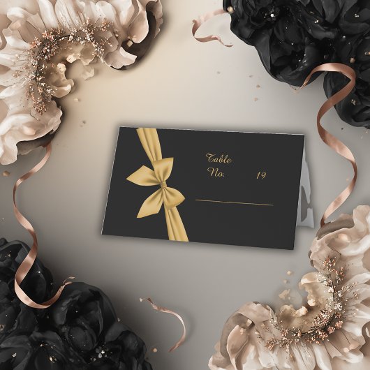 クラシックエレガントフィリグレ黒ゴールデン結婚ズ プレイスカード