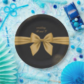 クラシックエレガントフィリグレ黒ゴールデン結婚ズ ペーパープレート (パーティー)