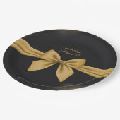クラシックエレガントフィリグレ黒ゴールデン結婚ズ ペーパープレート (アングル)