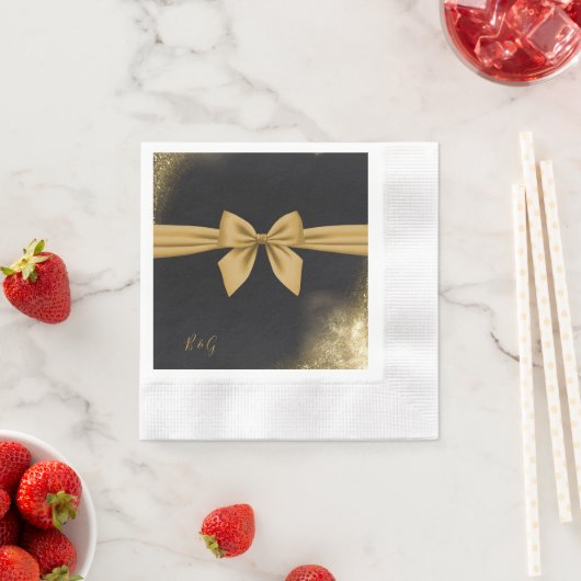 クラシックエレガントフィリグレ黒ゴールデン結婚ズ 縁ありカクテルナプキン (インサイチュ)