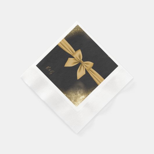 クラシックエレガントフィリグレ黒ゴールデン結婚ズ 縁ありカクテルナプキン (角)