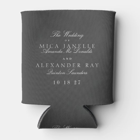 クラシックエレガントフォーマルダーク結婚グレー 缶クーラー (正面)