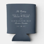 クラシックエレガントフォーマルネイビー結婚ブルー 缶クーラー (裏面)