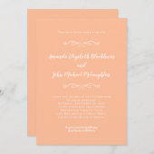 クラシックエレガントフォーマルピーチ結婚ホワイト 招待状 (正面/裏面)