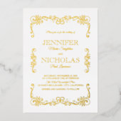 クラシックエレガントフォーマルヴィンテージ結婚デザイン 箔招待状 (正面)