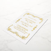 クラシックエレガントフォーマルヴィンテージ結婚デザイン 箔招待状 (回転した状態)
