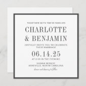 クラシックエレガントフォーマル縁ど結婚黒フレームズ 招待状 (正面/裏面)