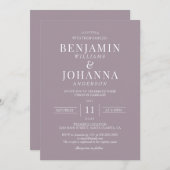 クラシックエレガントフランスの薄紫結婚s 招待状 (正面/裏面)