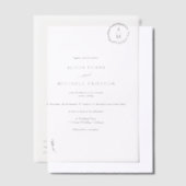 クラシックエレガントフローラモノグ結婚ラム ベラム紙招待状 (オフセット)