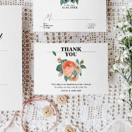 クラシックエレガントフローラ結婚タイポグラフィ サンキューカード