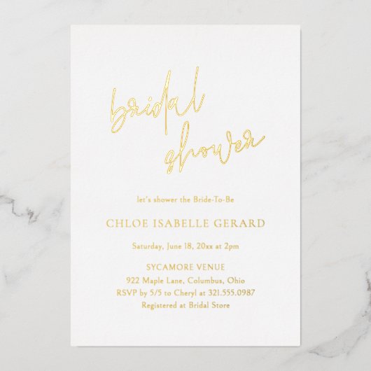 クラシックエレガントブライダルシャワー 箔招待状 (正面)