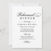 クラシックエレガントブラックのリハ結婚ーサルディナー 招待状 (正面)