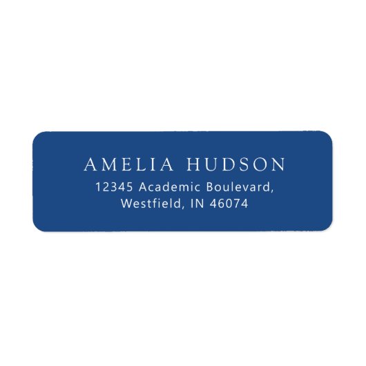 クラシックエレガントブルー&ホワイト差出人住所 ラベル (正面)