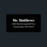 クラシックエレガントブ結婚ラック差出人住所ラベル ラベル<br><div class="desc">白フォーマル黒の差出人住所ラベル結婚デザインは美しいタイポグラフィを備え、クラシックのブロックレタリングと豊かな書伝統的跡を組み合わせている。</div>